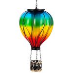 Starsoul Glass Hot Air Balloon Solar Lantern with Flickering Flame Light Colorful Solar Powered Hot Air Balloon Lamp Waterproof Hanging Solar Lantern for Garden Yard Patio Porch Decor