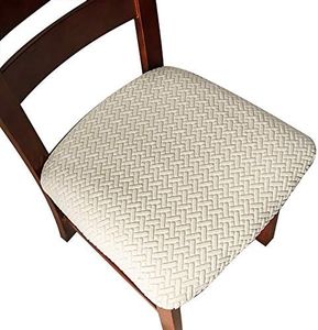 Genina Seat Covers for Dining Room Chair Seat Slipcovers Kitchen Chair Covers (Beige, 4 Pcs)