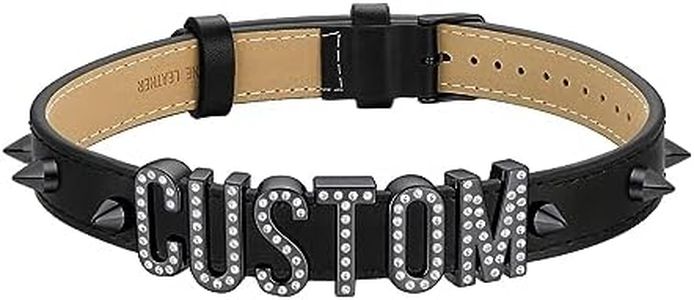 FindChic Custom Choker Collar for Women Studded Name Necklace Bling Crystal Letter Punk Gothic Rivet Black Leather Choker Necklaces for Cosplay Halloween Party