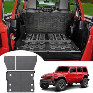 Utiiy Cargo Mat with Seat Back Cover Fit for 2018-2024 Jeep Wrangler JL 4 Door with Subwoofer Cargo Liner TPE Trunk Floor Mat for Jeep Wrangler Accessories(Fit W/O FoldingLip, Cargo Mat+Backrest Mat)