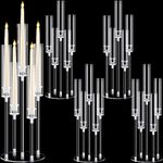 Barydat 4 Pcs Acrylic Candelabra Centerpieces Clear Candelabra Candle Holder Crystal 5 Arm Candlesticks Holder with Acrylic Shade Pillar Taper Candlestick for Wedding Dinner Party Fit 0.87" LED Candle