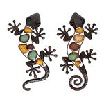 LIFFY Metal Gecko Wall Decor Large 2 Pack, Outdoor Lizard Wall Art, Metal Lizards Wall Decor, Gecko Metal Wall Art for Home Garden Yard Fence(15inch)