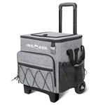 INSMEER 55 Can Collapsible Soft Cooler with Wheels and Handle, Leakproof Insulated Rolling Cooler with All-Terrain Cart, Portable Large Travel Cooler Bags for Beach, Camping, Picnic, Grocery Shopping