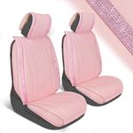 CrystalClear™ Pink Car Seat Covers for Front Seats - Luxurious Pink Vegan Leather Seat Covers for Cars with Pink Bling Crystals, Premium Automotive Seat Covers Bling Car Seat Covers for SUV Car Auto