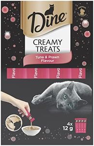 DINE Creamy Treats Cat Treats Tuna & Prawn Flavour 4 x 12g, 8 Pack (32 Sachets)