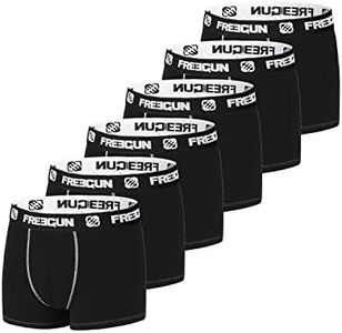 Boxer Homme Coton, Caleçon Homme Ultra-Doux et Stretch (Lot de 6), Noir, Taille L