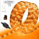 WYZworks 25ft LED Rope Lights, Connectable Waterproof Permanent Outdoor w/ Flexible Clear PVC Tube, ETL Certified, Christmas Trees Holiday Decorative Landscape Backyard Patio Lighting - Orange