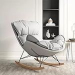 AMAZWI Indoor Bedroom Upholstered Rocking Chair,Modern Comfortable Rocking Chair,Lounge Chair for Balcony,Zero Gravity Sofa Chair,Outdoor Camping Recliner,Ergonomic Chairs (Color : Gray)