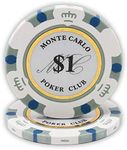 DA VINCI 14 Gram Clay Monte Carlo Poker Club Premium Quality Poker Chips Pack of 50 White Chips