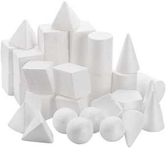 SOUJOY 32 Pack White Foam Shape, 8 Shapes Craft Foam Ball, Kid DIY Art Foam Cone for Home, School Craft Project, Table Centerpiece Flower Arrangement Props