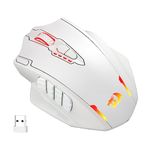 Redragon M913 Impact Elite Wireless Gaming Mouse, 16000 DPI Wired/Wireless RGB Gamer Mouse with 16 Programmable Buttons, 45 Hr Battery and Pro Optical Sensor, 12 Side Buttons MMO Mouse,White
