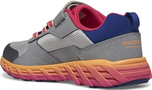 Saucony Kids Unisex Child Wind Shield A/C 2.0 Running Shoe, Grey/Pink/Navy, 11 Big Kid US