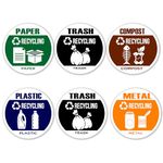 GamesMonkey® - Stickers Recycle for Trash Waste Bins Garbage Plastic Cans Compost Glass Metal Paper - Vinyl Waterproof Washable Illustrated (3.3"x3.3" - 6 Piece, V3)