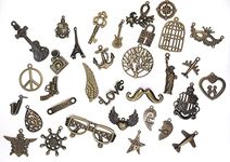 SATYAM KRAFT Vintage Assorted Pendants metal Charms For Key Chain Earring Bracelet, jewellery making DIY Crafts christmas new year (30 Piece)