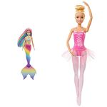 Barbie Dreamtopia Rainbow Magic Mermaid & ​ Ballerina Doll with Ballerina Outfit, Tutu, Sculpted Toe Shoes and Ballet-posed Arms for Ages 3 and Up