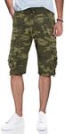 X RAY Mens Cargo Shorts Camo & Solid Colors 12.5" Inseam Knee Length Classic Fit Multi Pocket (Big and Tall Shorts for Men), Olive Camo, 42