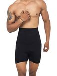 KROYWEN Men Body Shaper Belly Girdle Boxer Stomach Fitness for Exercise & Workout Briefs (Black, L)
