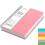 EMSHOI A5 Notebook Lined 300 Pages/150 Sheets, Wirebound Spiral Notepad Multi-coloured, 100gsm Thick Paper, Waterproof Hardcover, Writing Journal for Women Men Work Office School, 14.5 x 21cm, Pink