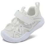 JOINFREE Boy and Girl School Sneakers Lightweight Non-Slip Walking Shoes Toddlers Athletic Sports Shoes White 6 Toddler