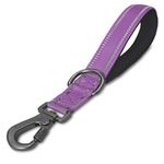 12 Inch Short Training Dog Leash with Padded Handle for Large Dogs, Dog Lead with Locking Carabiner Clip, Strong Training Leash (Purple, 12 Inch)