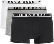 BOSS Mens 3-Pack Stretch Cotton Regular Fit Trunks, White/Gray/Black, Large