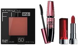 Maybelline Insta Weddings Carefree Cocktail Makeup Kit, Hypercurl Waterproof Mascara, Fit Me Blush, Color Sensational Creamy Matte Lipstick - Rich Ruby, Pack Of 1