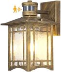 XANGQAN Bronze Outdoor Motion Sensor Lights - Dusk to Dawn Lighting Fixture for Outside House Exterior - Wall Mount Porch Lantern with Yard Front Motion Detector - Garage Patio Anti-Rust Light