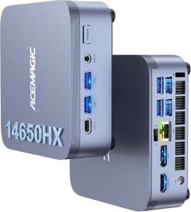 ACEMAGIC M5 Mini PC i7-14650HX(Beat i5,16C/24T,30MB Smart Cache,up to 5.2GHz), 32GB DDR4 1TB NVMe PCIe4.0 SSD Mini Computers, Pre-Installed Win11Pro BT5.2 WiFi6 Desktop, Support Triple 4K Display