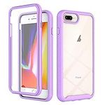 for iPhone 8 Plus / 7Plus / 6S Plus / 6 Plus Case with Built-in Screen Protector, 360 Full Body Protective Cover Heavy Duty Anti-Scratch Shockproof Slim Silicone Bumper Clear Phone Case, Purple