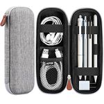 AGPTEK AGPTEK Apple Pencil Case Holder, Leather Carrying Case for Samsung, Huawei, Apple Pen Accessories, USB Cable, Earphone, Samsung Stylus iPad Pro Pen/Pencil, Fountain Pen, Gray