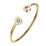 April Birthstone Diamond Cuff Bracelet 18K Gold Plated Stainless Steel Clear Crystal Bangle Bridesmaid Women Jewelry