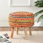 Homeaccex Jute Ottoman Pouffe Stool for Living Room Sitting Pouf Puffy Stool Footrest Footstool, (16 Inch Height, Multicolor)