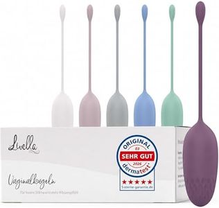 Livella | Beckenboden-Trainer mit 6 Gewichten 25-110 g, Vaginalkugeln aus Silikon mit Rückholband, abgestuftes Set für dein Training, vor und nach der Geburt, 6 Farben