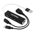 AuviPal USB 2.0 to ethernet RJ45 Adapter with 3 USB Ports Hub Supporting 10/100 Mbps Ethernet Network for Window/Mac OS, Surface Pro/Linux