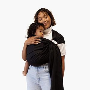 Baby Wrap Carrier by WildBird for New Mom & Dad - Made from 100% Belgian Linen- Ring Sling for Newborns, Toddlers & Infants - Upto 35 lbs, Size 74"- One Size Fits All- (Raven - Solid - Black)