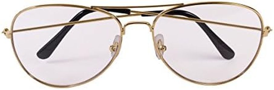 Forum Novelties 72999 Unisex-Adults Aviator Glasses-Gold-Clear Len, Clear/Gold, Standard, Multicolor