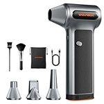 WOLFBOX MF200 Electric Air Duster with Removable Battery & 4 Nozzles, Cordless 3-Speed Adjustable Mini Blower for Computer Keyboard, Car Cleaning, Home, and Outdoor Use