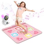 Acelufly Dance Mat Toys for Girls, Light Up Dance Pad with Wireless Bluetooth, Rechargeable & Portable Dance mat for Kids, Birthday Gifts for 3 4 5 6 7 8 9+ Years Old Kids (Pink)