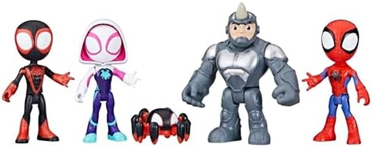 Marvel Spidey and His Amazing Friends Team Spidey & Rhino Pack 4-Inch-Scale (10cm) Action Figure Set, Spider-Man Toys for Kids Ages 3 and Up