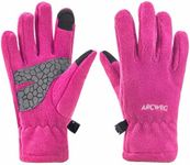 Arcweg Thermal Gloves Polar Fleece Kids for Boys Girls Touch Screen Lightweight Winter Anti-slip Warm Childrens Gloves Outdoor Insulated Rose Red L,XL