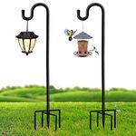 Shepherd Hook 2 Pack,76Inch Bird Feeder Pole Stand with 5 Prong Base, Strong Metal Garden Shepherd Hooks for Hanging Birdhouses, Flower Pots, Lanterns, Wedding Decor, Planting Hanger