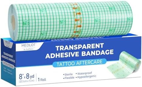 LotFancy Tattoo Aftercare Bandage, 8” x 8 yd Roll, Waterproof Professional Tattoo Wrap for Healing, Sterile, Breathable Transparent Film Dressing for Wound Care, Strong Seal, Shower Safe