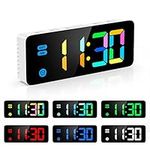 New Version Alarm Clock for Kids, LED Digital RGB Desktop Clock with 7 Colors, 4 Adjustable Brightness, 3 Adjustable Volumes, USB&Battery Operated, Auto DST, 12/24H Display for Home, Bedroom, Office