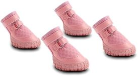 Petanims Dog Shoes for Small Dogs, Double Binding Straps Puppy Boots & Paw Protectors for Summer Hot Pavement, Winter Snow, Dog Booties with Anti-Slip Rubber Soles for Beach Hardwood Floor Pink Size 1