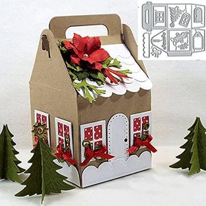 Christmas Box Tree Door Metal Die Cuts,Merry Christmas Candy Gift Box Cutting Dies Cut Stencils DIY Scrapbooking Photo Album Decorative Embossing Paper Card Making