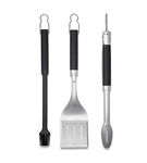 Weber Premium BBQ Tools Set - 3 Pcs | Stainless Steel Tongs, Spatula & Baster for Barbeque Cooking | BBQ Metal Utensils | High Quality BBQ Accessories for Outdoor Cooking & Grilling - Silver (6764)