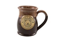 HONEY BEAR KITCHEN Handmade Tall Belly Stoneware Mug (Chocolate w/Cinnamon White Marble Glaze, 14 oz)