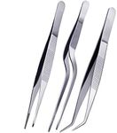 Rudra Exports Kitchen Cooking Culinary Tweezers, Stainless Steel Precision Tongs Medical Beauty Utensils, 6.3 Inches -3 Pieces Set