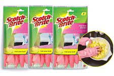 Scotch-Brite Latex Kitchen Gloves (Pink, Small) - Pack of 3 Pairs