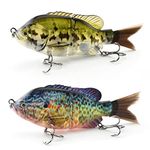 ODS Lure Sinking Blugill Glide Bait with Fiber Tail for Freshwater Saltwater Bass Lifelike Fishing Tackle (F2J20 Set 1)